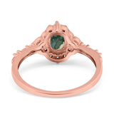Art Deco Oval Natural Stone Halo Ring