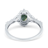 Art Deco Oval Natural Stone Halo Ring