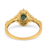 Art Deco Oval Natural Stone Halo Ring