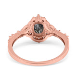 Art Deco Oval Natural Stone Halo Ring