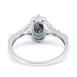 Art Deco Oval Natural Stone Halo Ring