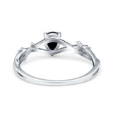 Floral Pear Teardrop Natural Stone Wedding Ring