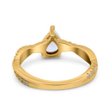 Pear Teardrop Natural Stone Infinity Shank Ring