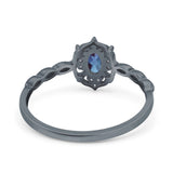 Floral Oval Natural Stone Wedding Ring