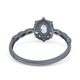 Floral Oval Natural Stone Wedding Ring