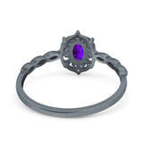 Floral Oval Natural Stone Wedding Ring