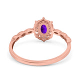 Floral Oval Natural Stone Wedding Ring