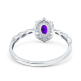 Floral Oval Natural Stone Wedding Ring