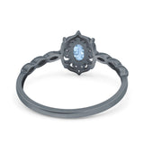 Floral Oval Natural Stone Wedding Ring