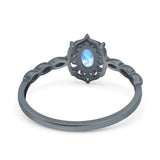 Floral Oval Natural Stone Wedding Ring