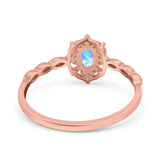 Floral Oval Natural Stone Wedding Ring
