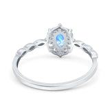 Floral Oval Natural Stone Wedding Ring