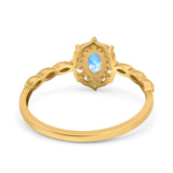 Floral Oval Natural Stone Wedding Ring