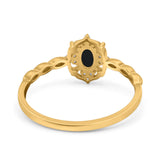 Floral Oval Natural Stone Wedding Ring