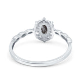 Floral Oval Natural Stone Wedding Ring