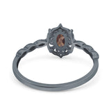 Floral Oval Natural Stone Wedding Ring