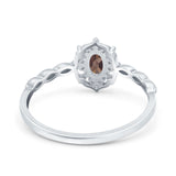 Floral Oval Natural Stone Wedding Ring