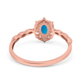 Floral Oval Natural Stone Wedding Ring