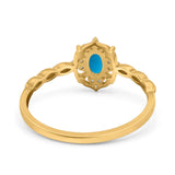 Floral Oval Natural Stone Wedding Ring