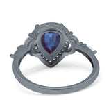 Pear Teardrop Natural Stone Leaf Style Ring