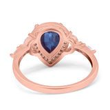 Pear Teardrop Natural Stone Leaf Style Ring