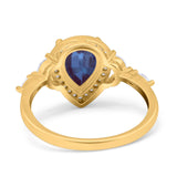 Pear Teardrop Natural Stone Leaf Style Ring