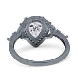 Pear Teardrop Natural Stone Leaf Style Ring