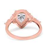 Pear Teardrop Natural Stone Leaf Style Ring