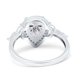 Pear Teardrop Natural Stone Leaf Style Ring
