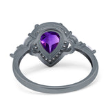 Pear Teardrop Natural Stone Leaf Style Ring