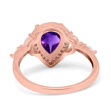 Pear Teardrop Natural Stone Leaf Style Ring