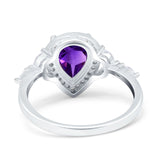 Pear Teardrop Natural Stone Leaf Style Ring