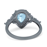 Pear Teardrop Natural Stone Leaf Style Ring