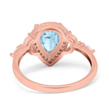 Pear Teardrop Natural Stone Leaf Style Ring