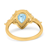 Pear Teardrop Natural Stone Leaf Style Ring