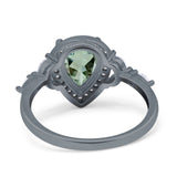 Pear Teardrop Natural Stone Leaf Style Ring