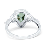 Pear Teardrop Natural Stone Leaf Style Ring