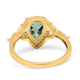Pear Teardrop Natural Stone Leaf Style Ring