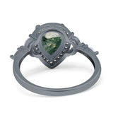 Pear Teardrop Natural Stone Leaf Style Ring