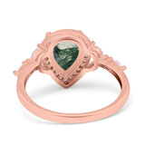 Pear Teardrop Natural Stone Leaf Style Ring