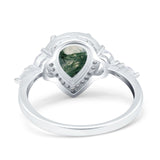 Pear Teardrop Natural Stone Leaf Style Ring