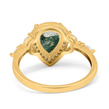 Pear Teardrop Natural Stone Leaf Style Ring