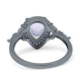 Pear Teardrop Natural Stone Leaf Style Ring