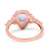 Pear Teardrop Natural Stone Leaf Style Ring