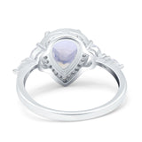 Pear Teardrop Natural Stone Leaf Style Ring