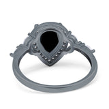 Pear Teardrop Natural Stone Leaf Style Ring