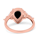 Pear Teardrop Natural Stone Leaf Style Ring