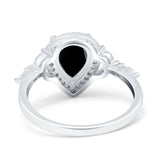 Pear Teardrop Natural Stone Leaf Style Ring