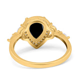 Pear Teardrop Natural Stone Leaf Style Ring