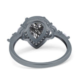 Pear Teardrop Natural Stone Leaf Style Ring